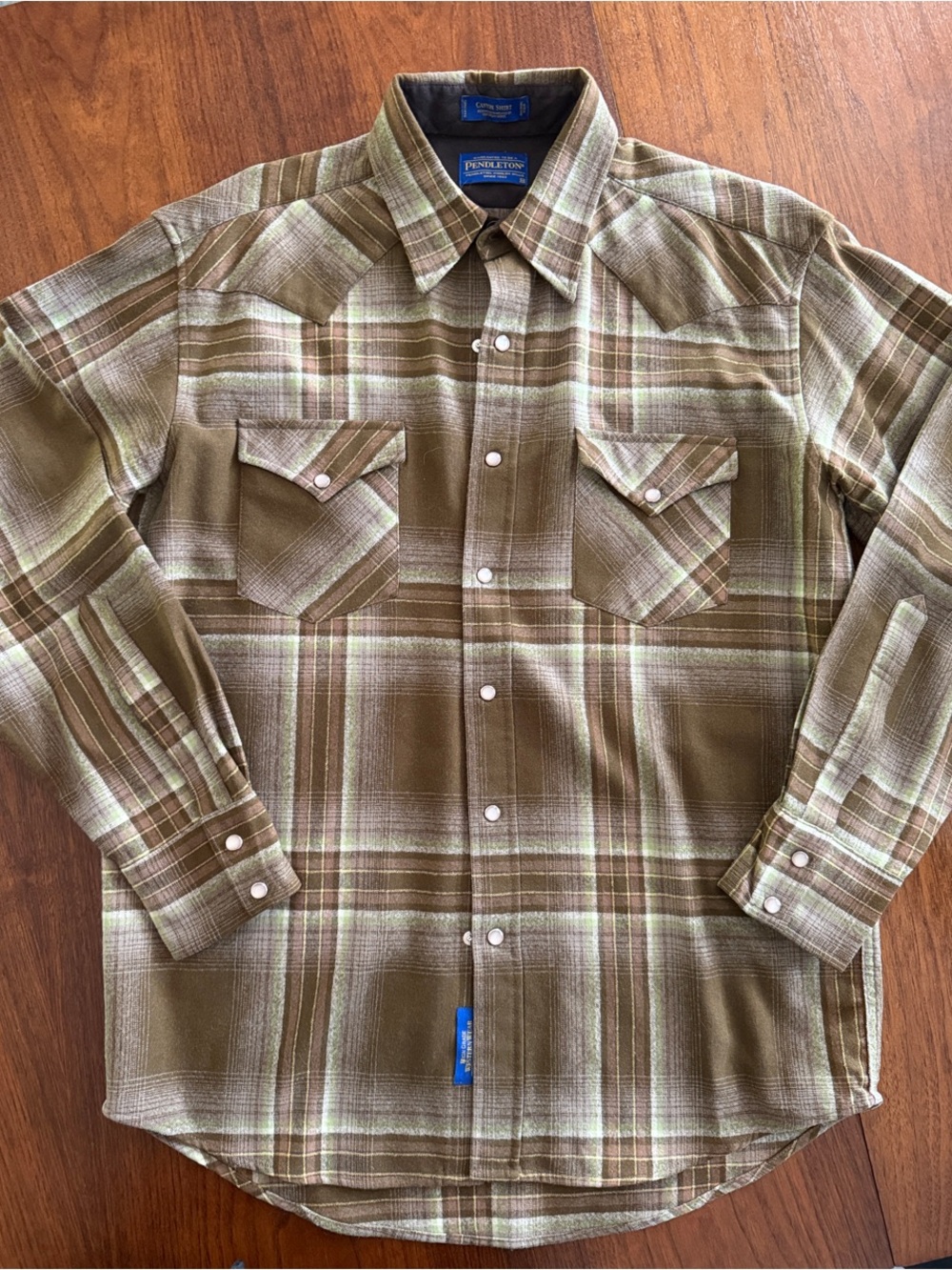 Pendleton Men’s Brown and Green Plaid Western Shirt